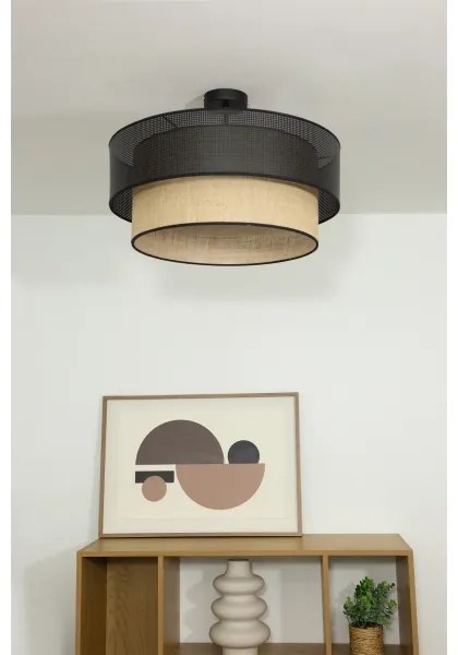 Lampadario a plafone BORHO 1xE27/60W/230V Ø 50 cm nero/iuta