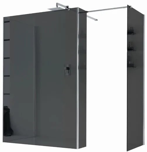 Box doccia walk-in Wens, vetro fumè 6 mm, H 200 cm, profilo cromo
