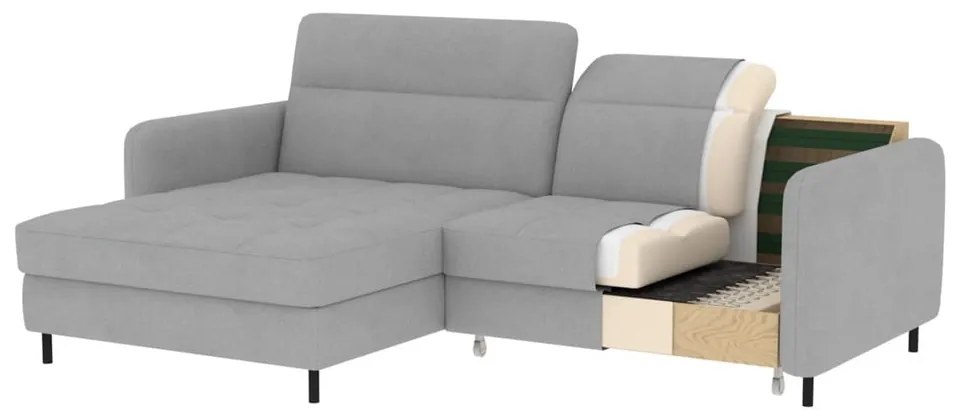 Divano angolare beige allungabile/con contenitore (con penisola a destra/con chaise lounge) e rivestimento in velluto Gomsi – ELTAP