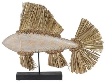 Statua Decorativa Bianco Marrone Naturale Pesce 70 x 12 x 53 cm