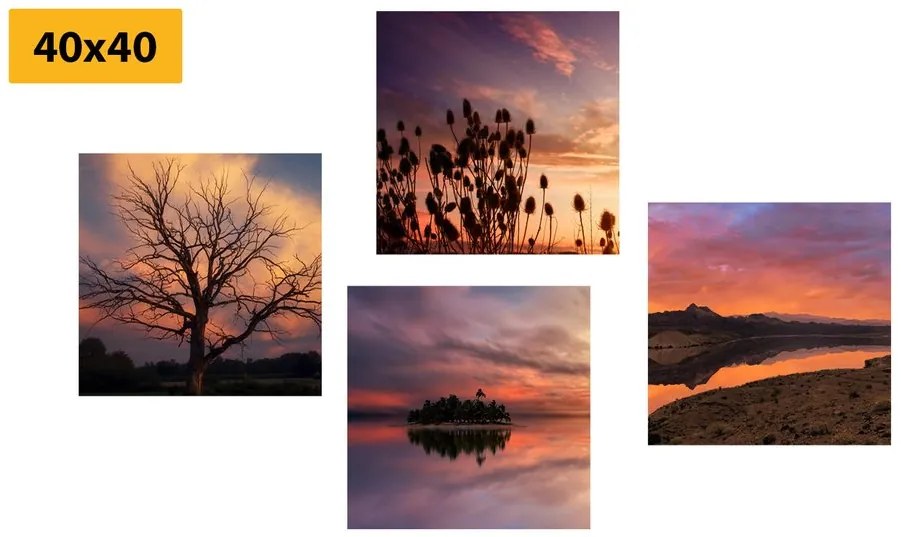 Set di quadri – Natura piena di colori romantici