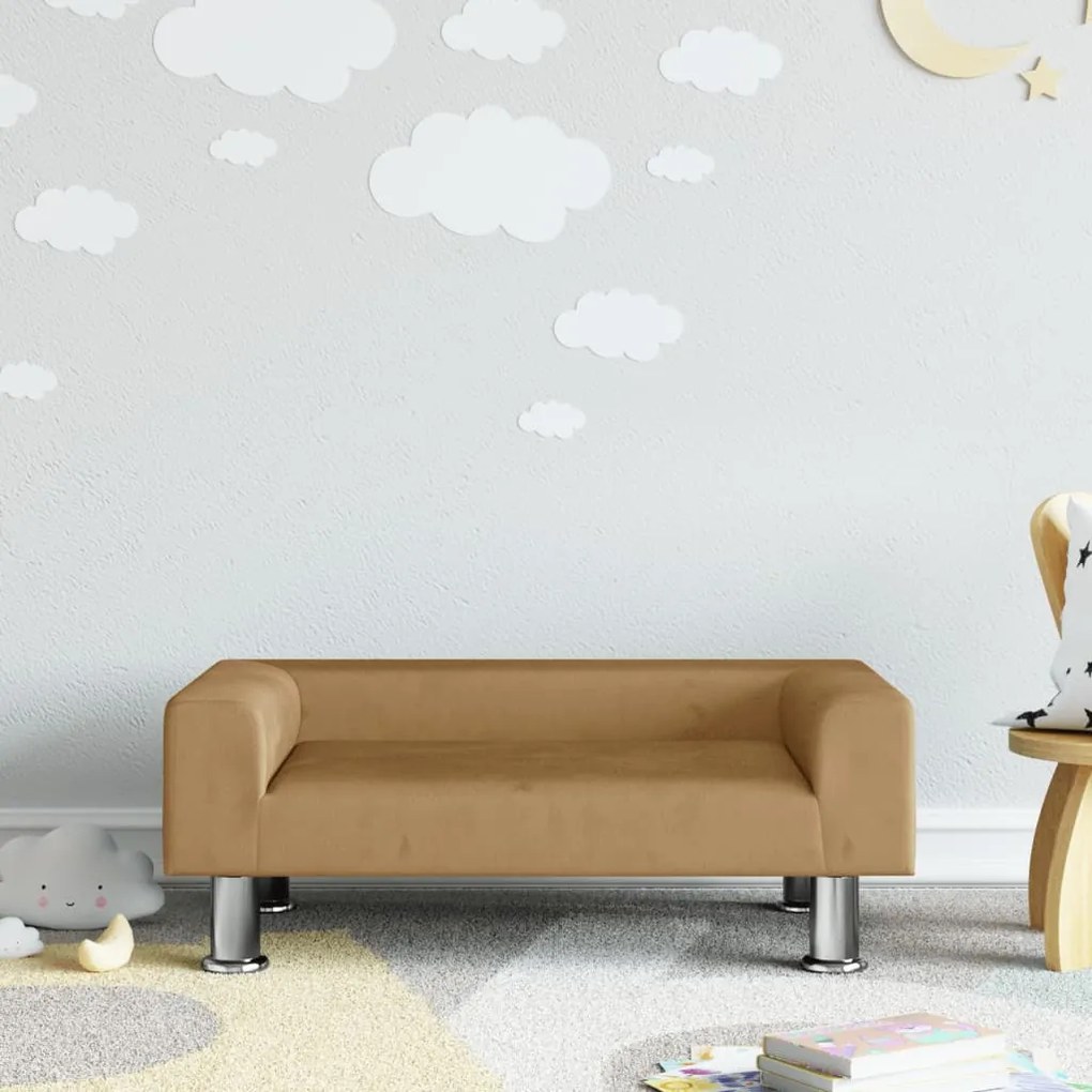 Divano Per Bambini Marrone 70x45x26,5 Cm İn Velluto /
