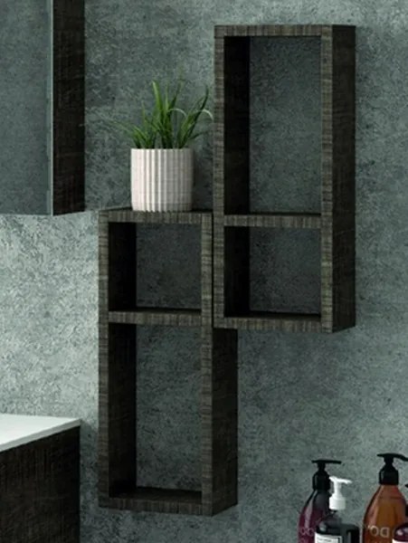 Composizione bagno 120cm sospesa composta da mobile specchio contenitore e 2 pensili - KAMALU