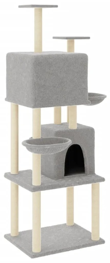 Albero per gatti con tiragraffi in sisal grigio chiaro 180 cm