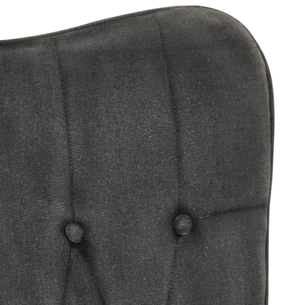 Poltrona a dondolo con poggiapiedi nero vintage in tela