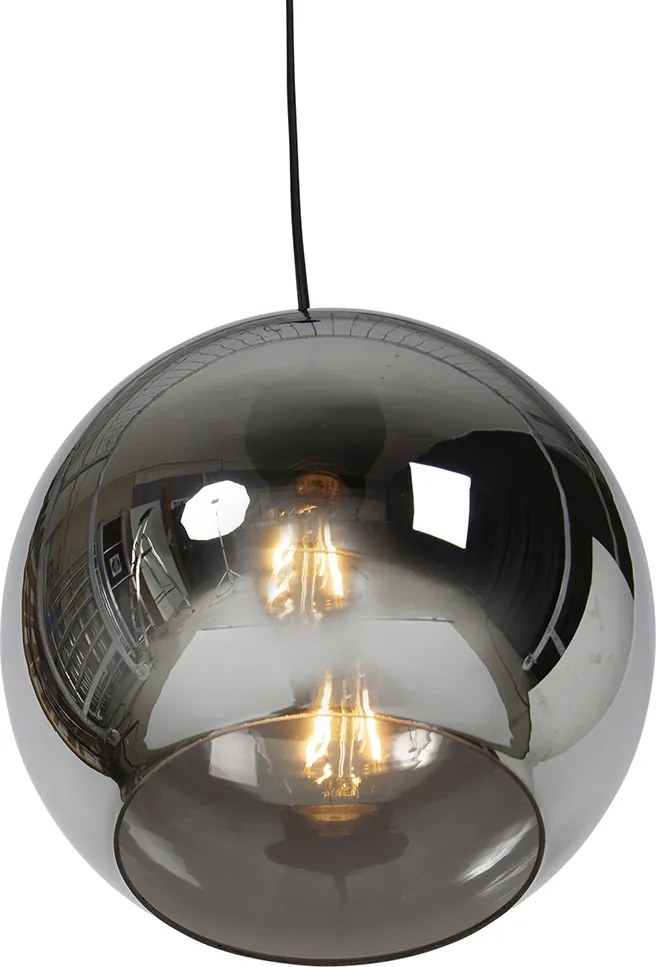 Lampada a sospensione intelligente nera con vetro fumé incl. Wifi A60 - Wallace