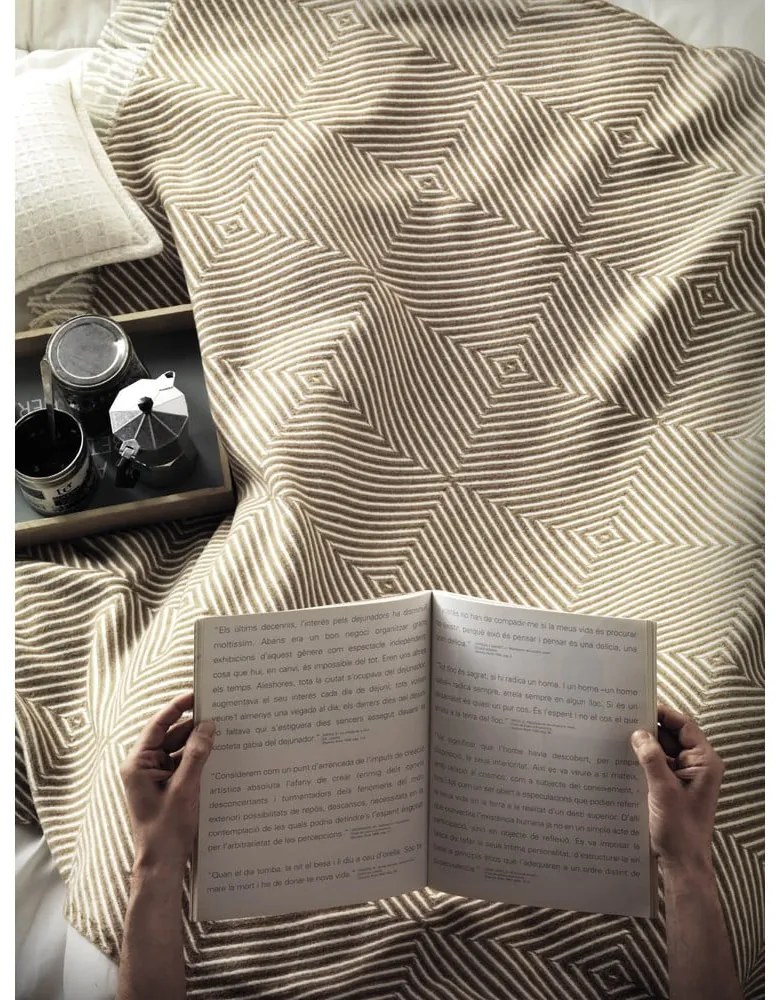 Plaid grigio chiaro con contenuto di cotone , 140 x 180 cm Tebas - Euromant