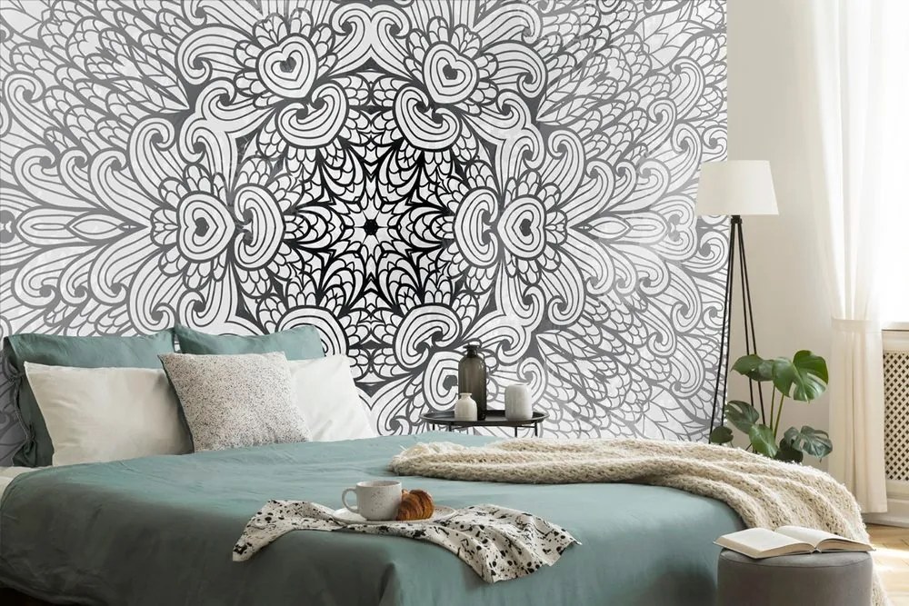 Carta da parati – Mandala etnica in bianco e nero