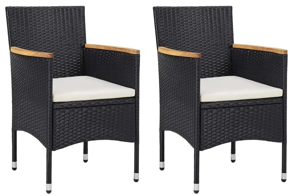 Set mobili da pranzo da giardino 3 pz nero polyrattan e acacia