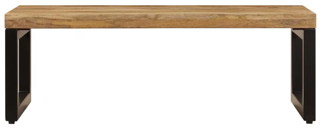 Tavolino da caffè 100x50x35cm legno massello di mango e acciaio