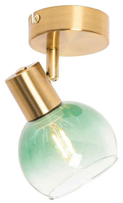 Faretto Art Déco oro con vetro verde - Vidro