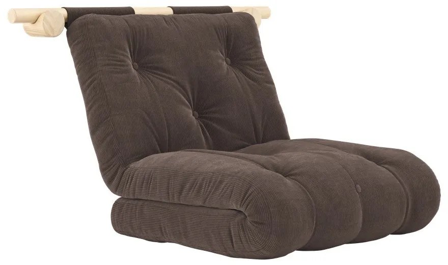 Poltrona marrone scuro allungabile con rivestimento in velluto a coste Hooked – Karup Design