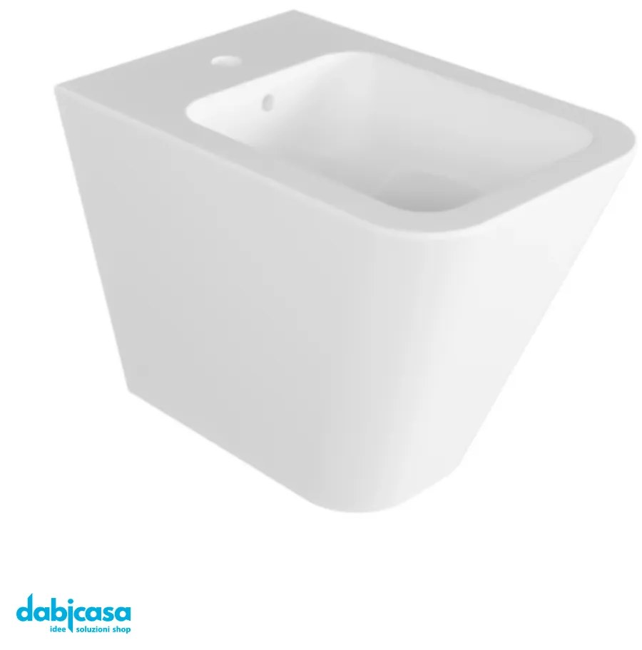 Azzurra Ceramica "Build" Bidet Da Terra Filo Muro Bianco Lucido