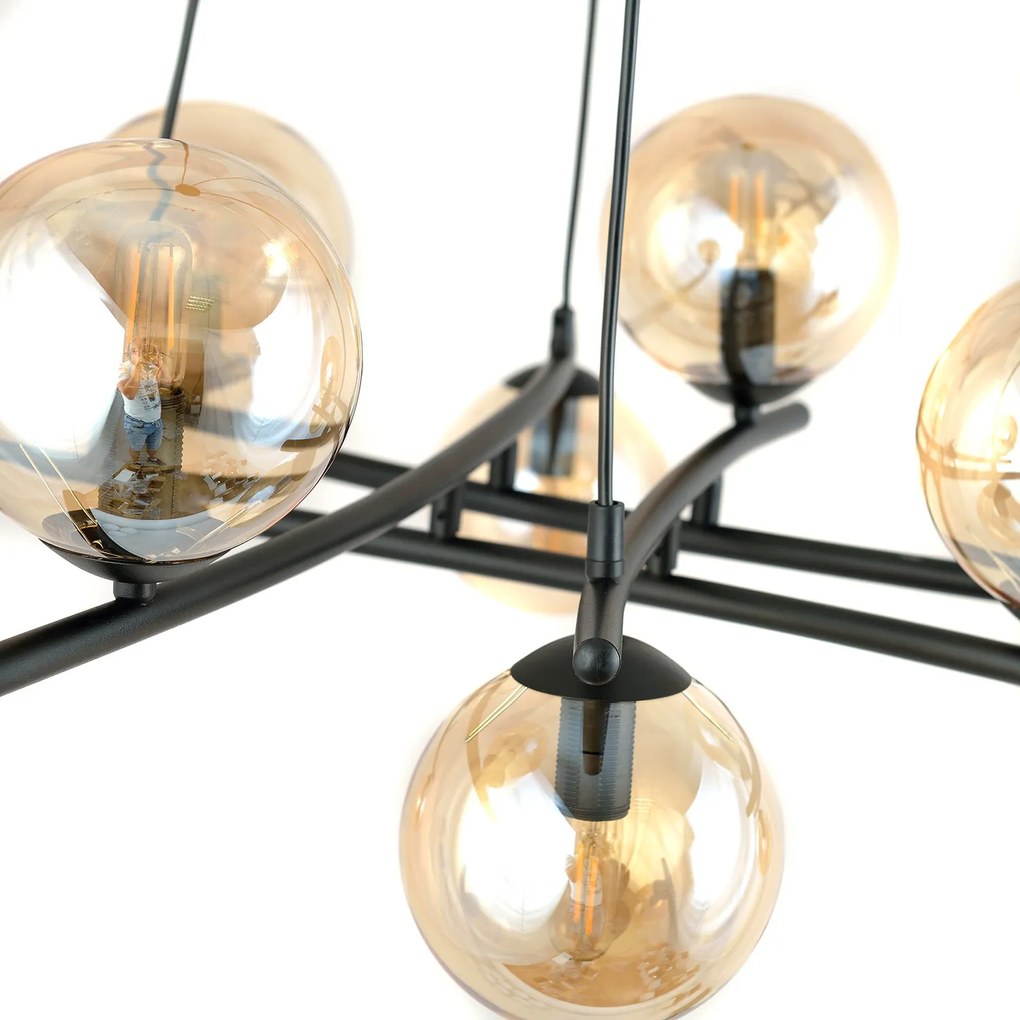 Lampadario Moderno Cadmo Acciaio Nero 8 Luci E14 Ip20