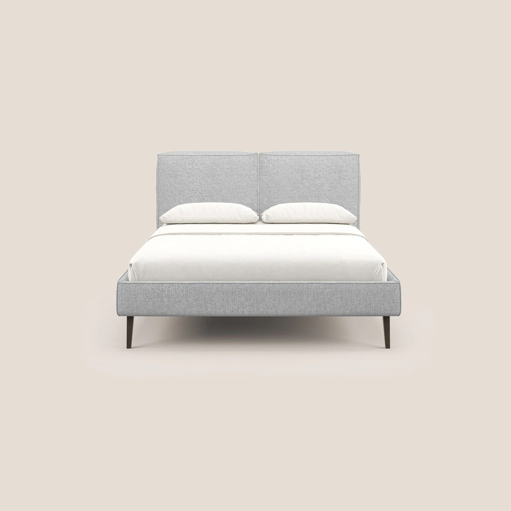 Isotta letto imbottito completamente sfoderabile in morbido tessuti impermeabile T10 grigio chiaro