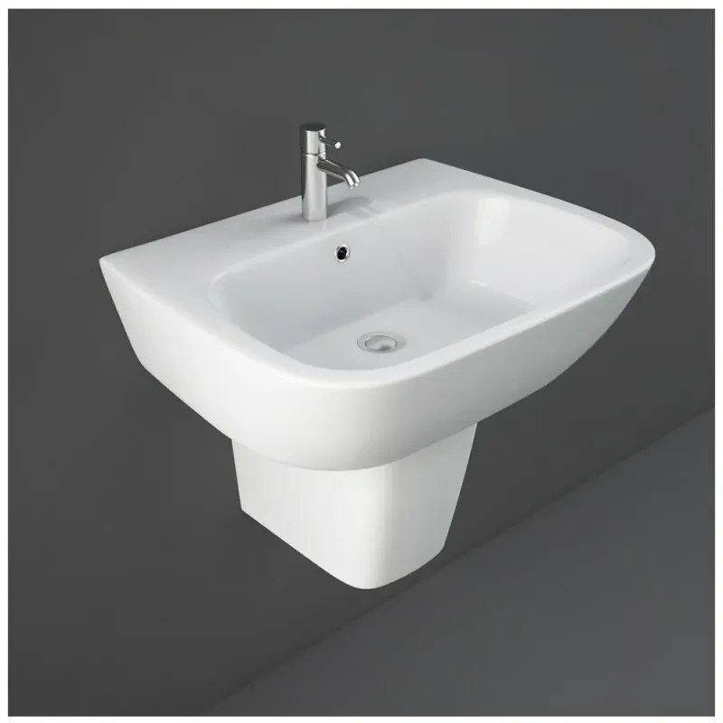 Lavabo bagno Rak serie One 60x46 cm con semicolonna in ceramica lucida