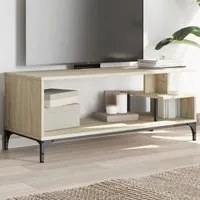 Mobile TV Rovere Sonoma 102x40x41cm Legno e Acciaio a Polvere 842412