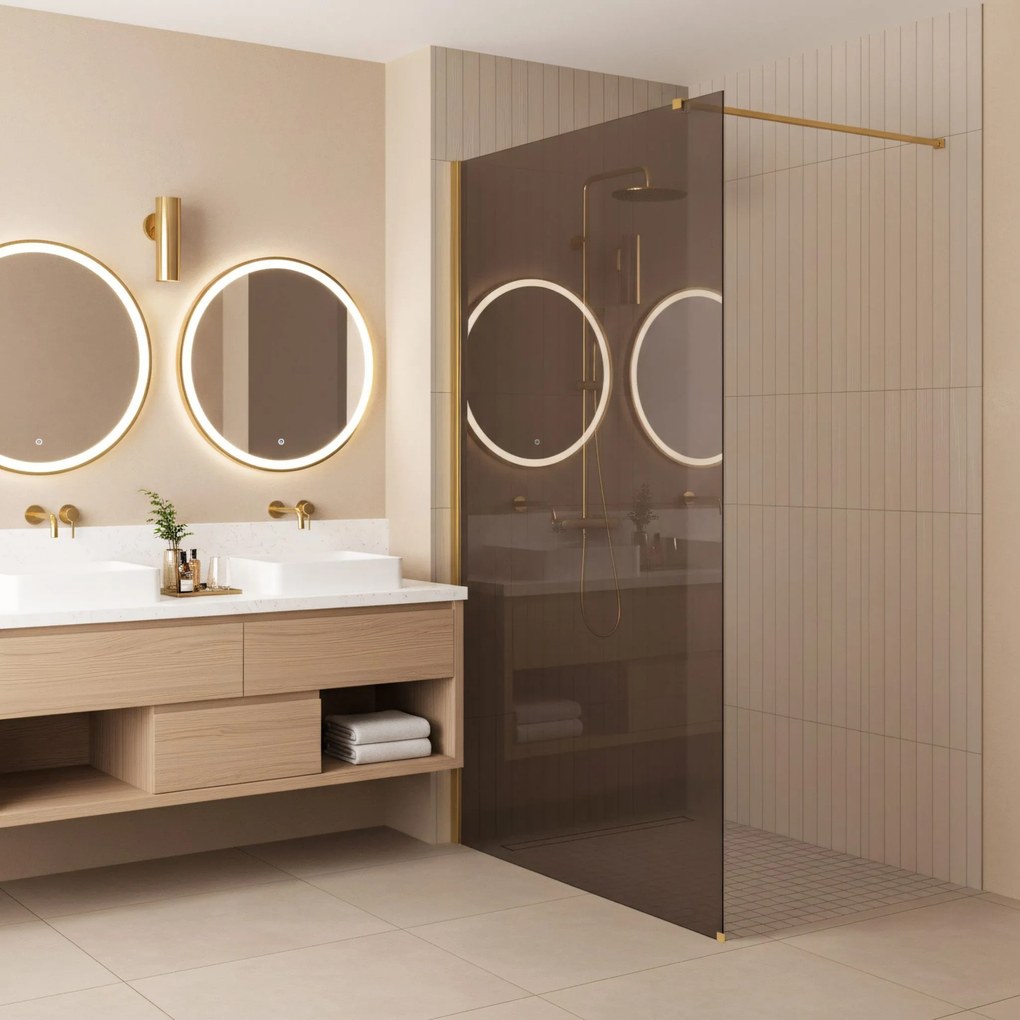 Parete doccia Rea Flexi Brown / Gold 120