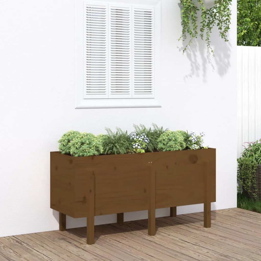 Fioriera Rialzata Da Giardino Ambra 121x50x57 Cm Massello Pino /