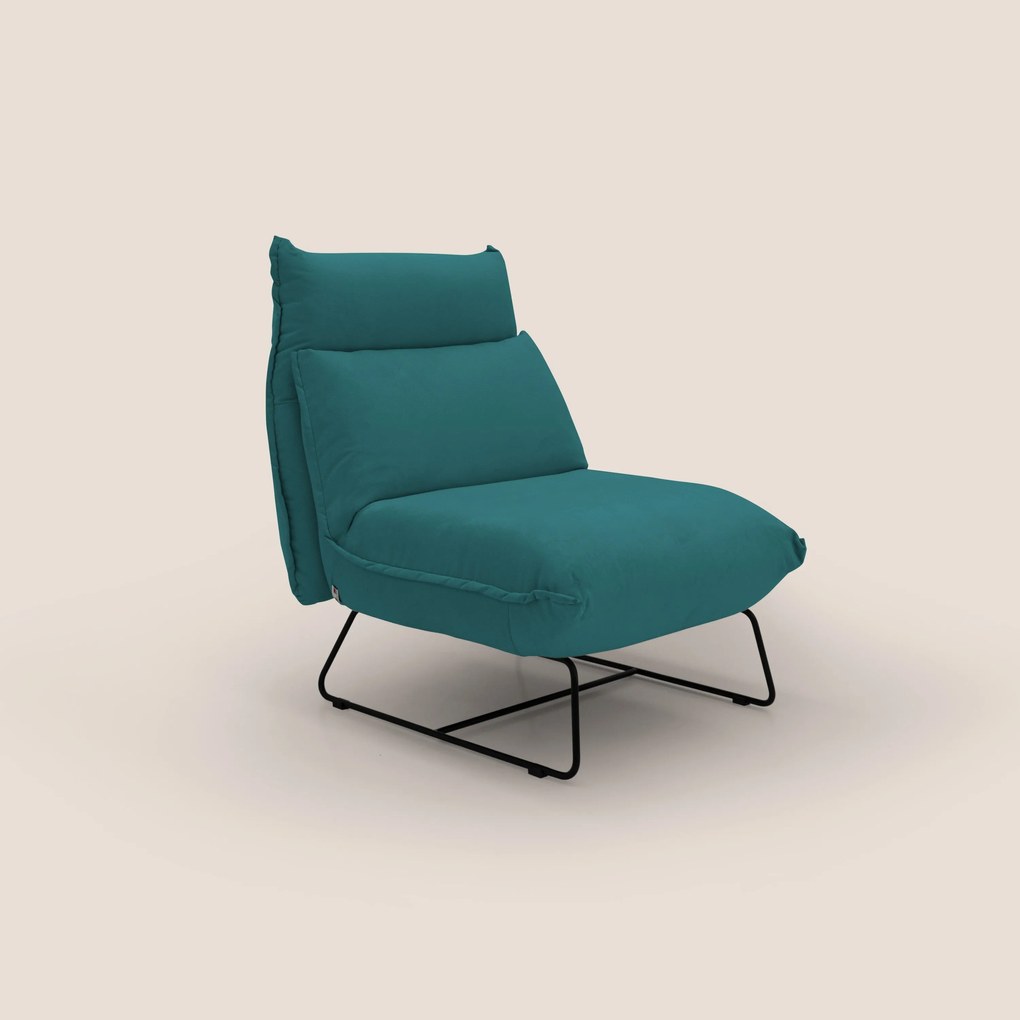 Tessa Poltroncina dal design moderno in morbida microfibra smacchiabile T11 petrolio
