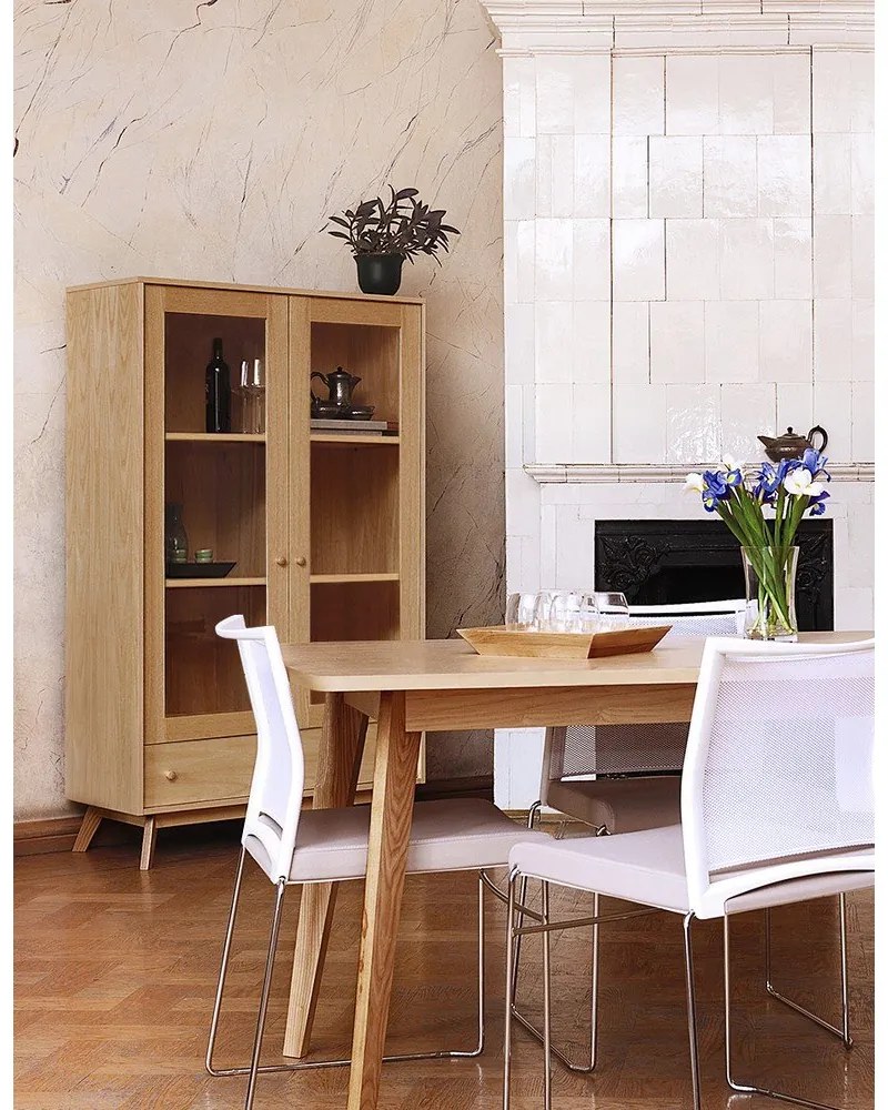 Vetrina color naturale con trama in rovere 100x170 cm Kensal – Woodman