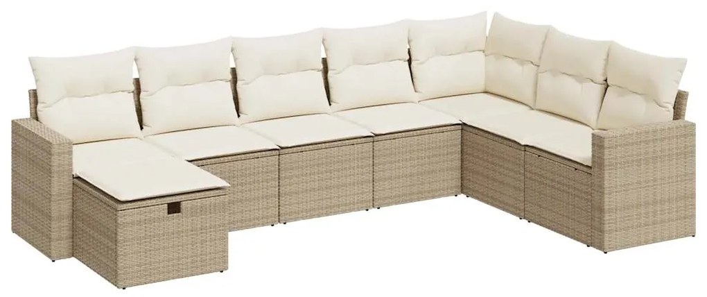 Set divano da giardino 8 pz con cuscini beige in polyrattan