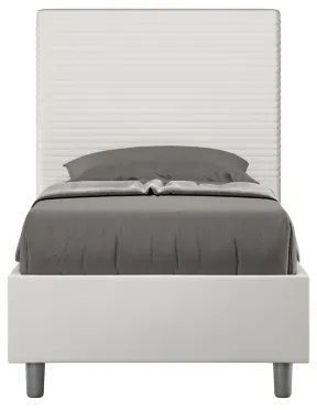 Letto singolo senza rete imbottito 80x210 similpelle bianco Focus