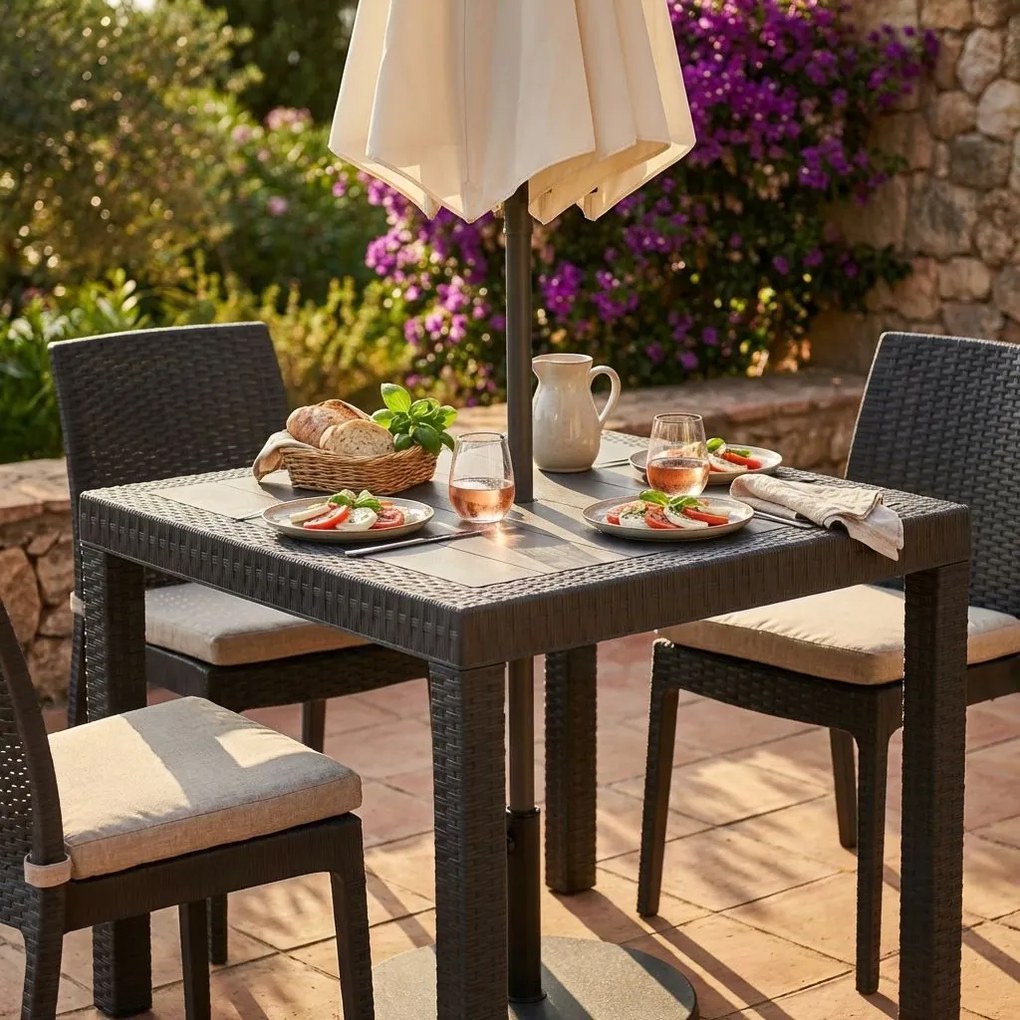 CALIGOLA - tavolo da giardino in wicker quadrato