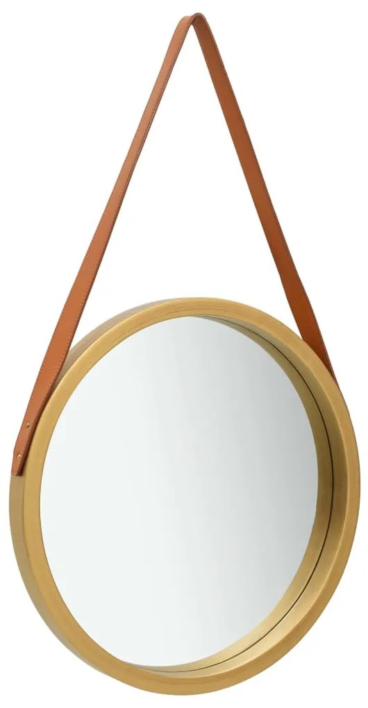 Specchio Da Parete Con Cinghia 50 Cm Oro /