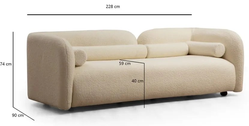 Divano crema 228 cm Victoria - Artie