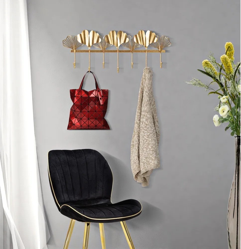 Appendiabiti da parete in oro Foglie Leaf - Mauro Ferretti