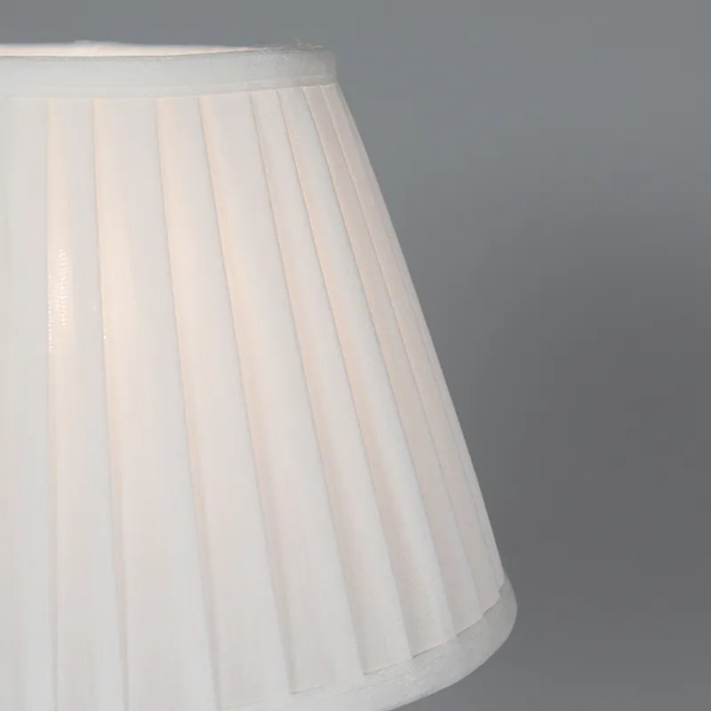Lampada da tavolo retrò in ottone con paralume plissé bianco 25 cm - Kaso