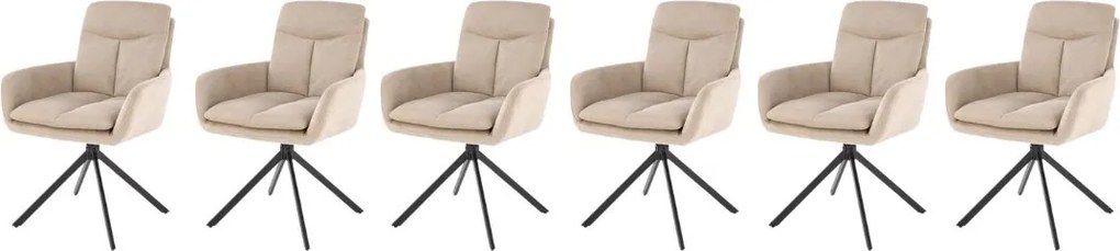 Set di 6 sedie girevoli K536 in tessuto beige
