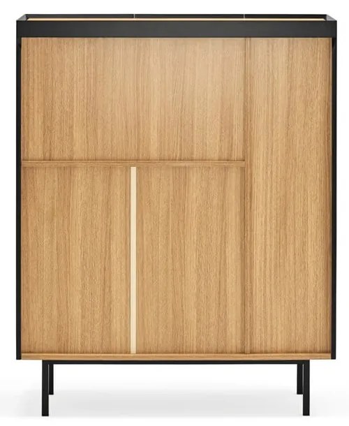 Cassettiera alta nera effetto rovere95x120 cm Arista - Teulat