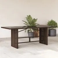 Tavolo Giardino Piano in Vetro Marrone 190x80x75cm Polyrattan 365603