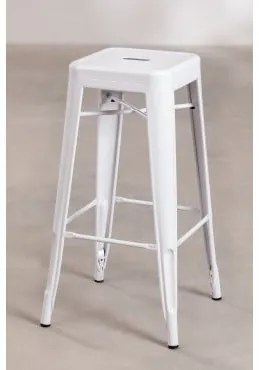 Sgabello Alto In Acciaio Lix Bianco & ↑75 Cm - Sklum