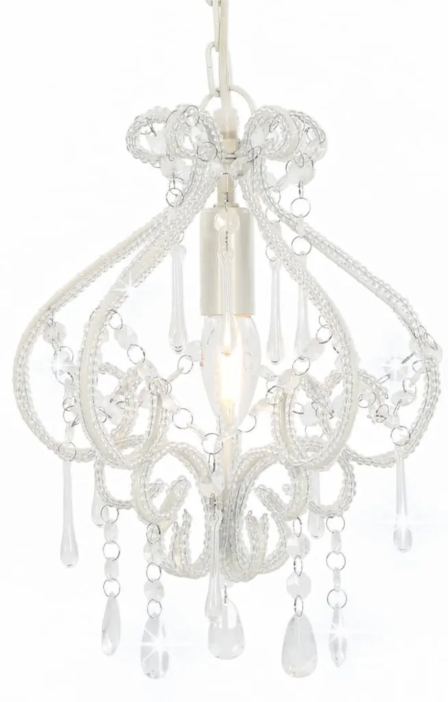 Lampadario Con Perle Bianco Rotondo E14 /