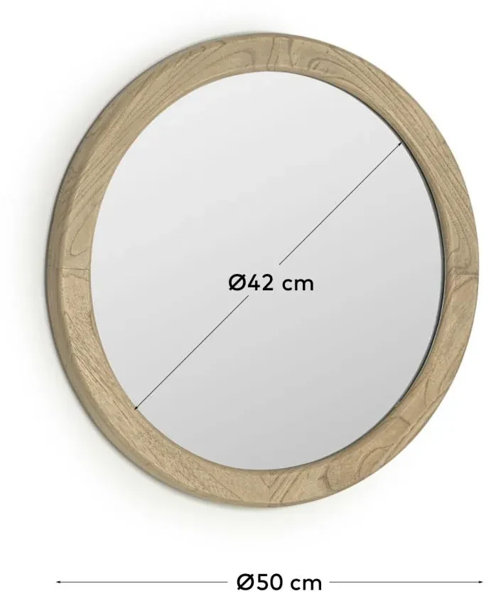 Kave Home - Specchio rotondo Alum in legno massello di mindi Ø 50 cm