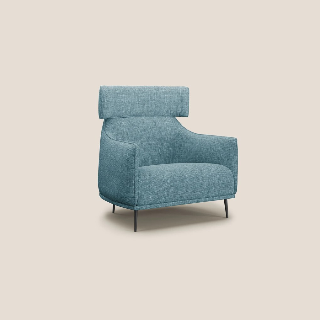 Zelda Poltroncina dal design moderno in morbido tessuto impermeabile T06 azzurro
