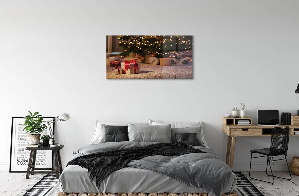Quadro acrilico Regali dell'albero di Natale 100x50 cm