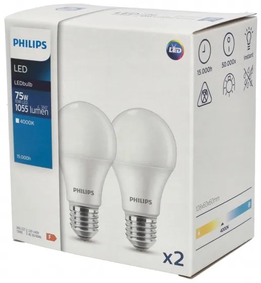 SET 2x Lampadina LED Philips A60 E27/10W/230V 4000K