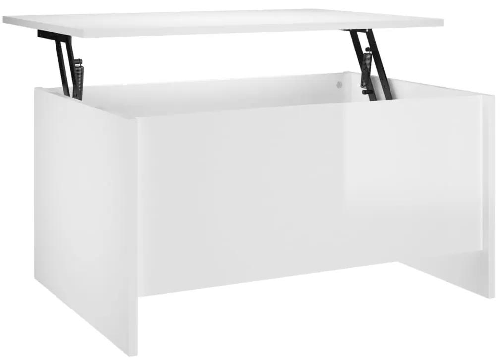 Tavolino salotto bianco lucido 80x55,5x41,5cm legno multistrato