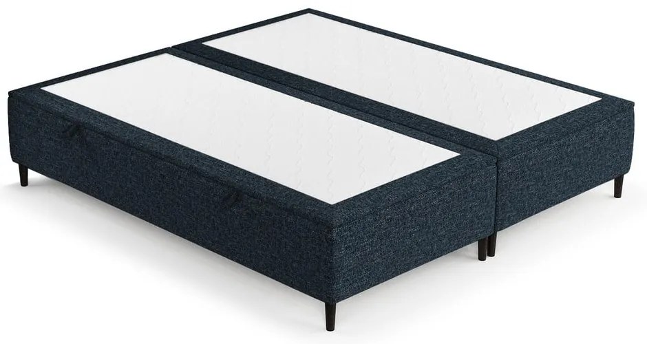 Letto matrimoniale imbottito blu scuro con contenitore 140x200 cm Tate - Maison de Rêve
