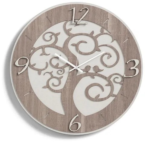 Orologio da parete D50 ALBERO DELLA VITA moderno in legno laminato TRS