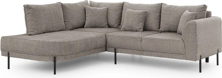 Divano angolare grigio tortora (con penisola a sinistra/a L) con rivestimento in ciniglia Mauris – Ropez