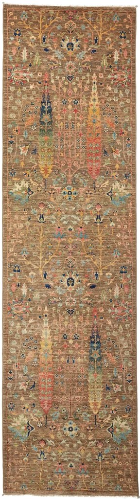 Samarkand Tappeto 80 x 290 Grigio (Pakistan) Annodato A Mano
