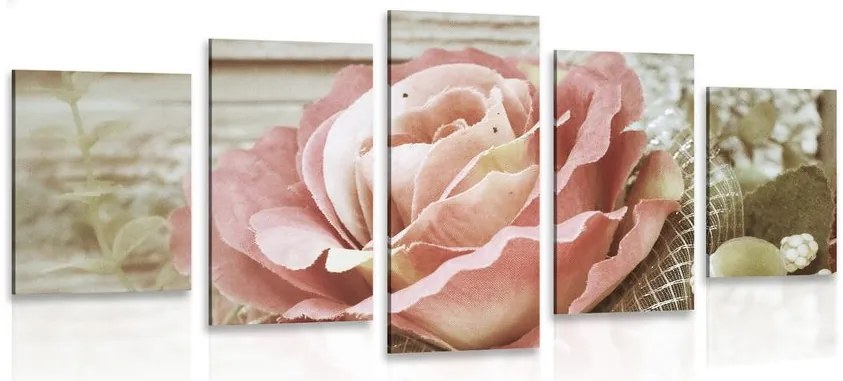 Quadri 5 pezzi – Rosa vintage elegante