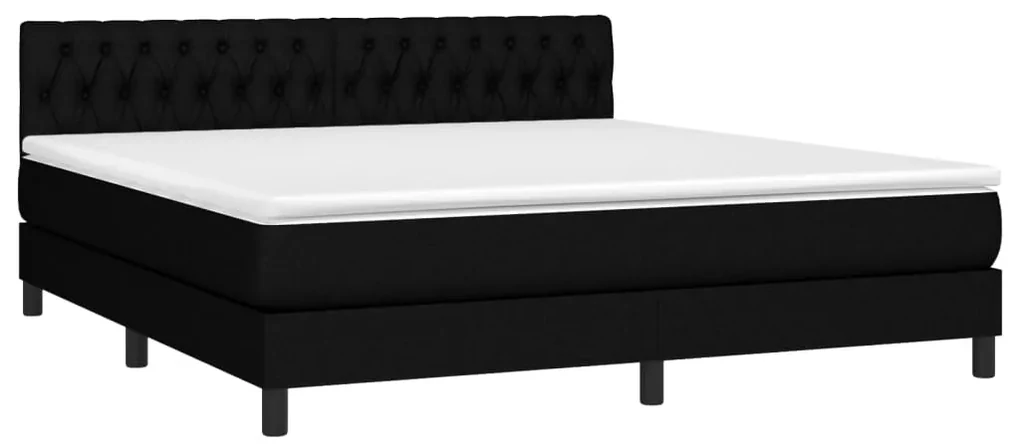 Letto a molle con materasso e led nero 180x200cm in tessuto