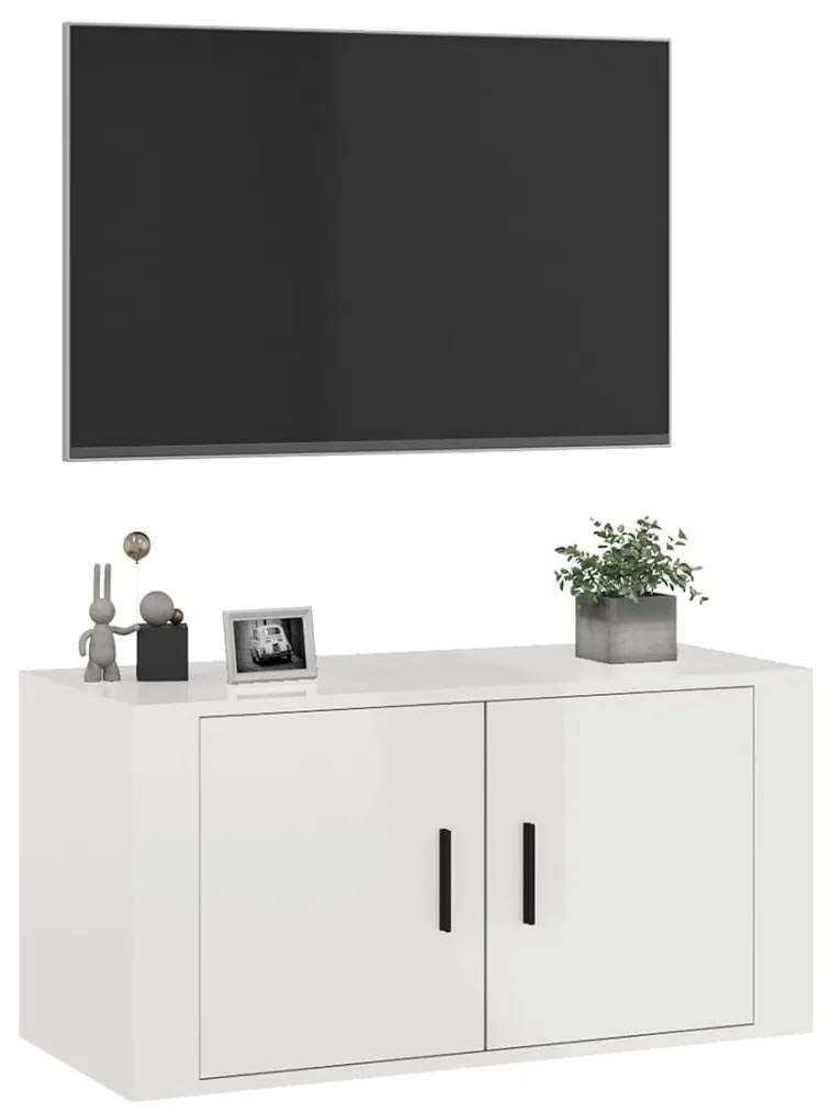 Mobile porta tv a parete bianco lucido 80x34,5x40 cm