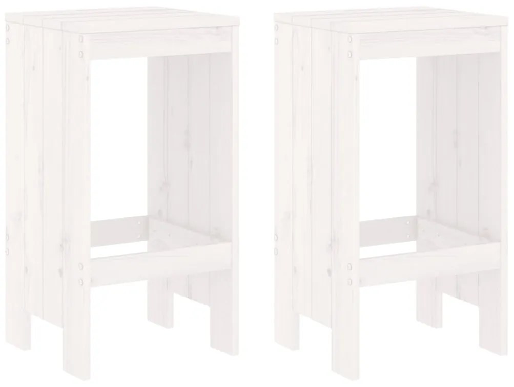 Sgabelli da bar 2 pz bianchi 40x36x75 cm legno massello di pino